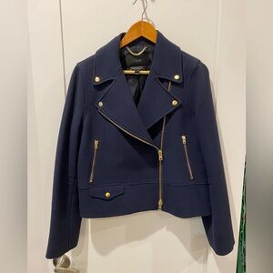 J. Crew Double
Cloth Moto Jacket
Size 12 Navy